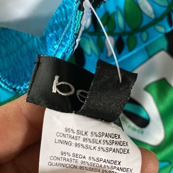 Bebe Jungle Print Neck Tie Halter Top size L NWT 95% silk 5% Spandex - Picture 11 of 11